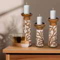 USD 35,  Buy Stylish Wooden Pillar Candle Holder For Home Decor- Perilla Home