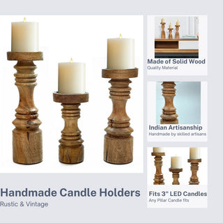 New York, Household Items, USD 35,  Buy Stylish Wooden Pillar Candle Holder For Home Decor- Perilla Home