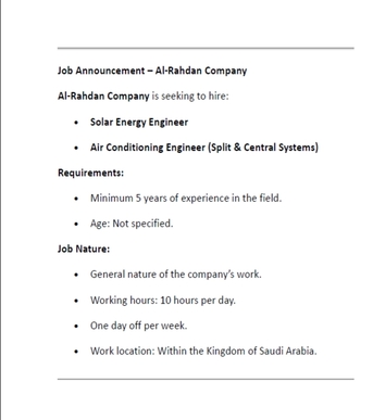 Riyadh, Jobs, Solar Energy Engineer Indian Candidate Only