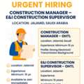 Construction Manager &ndash; OHTL, E&I Construction Supervisor &ndash; OHTL (13.8 KV) - Jalamid, KSA