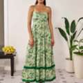 INR 2333,  Buy Special Occasion Green Ruffle Printed Long Dress For Women