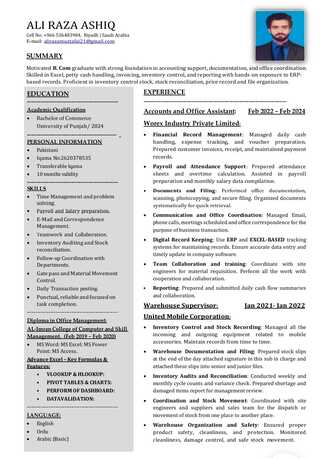 Ad Diriyah, Job Seekers, B.com Graduate Seeking Accounts Job In Saudi