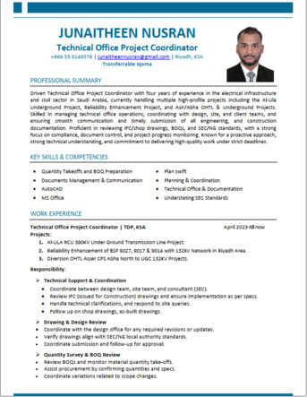 Riyadh, Job Seekers, Technical Office Project Coordinator & Quantity Surveyor