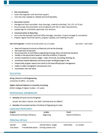 Riyadh, Job Seekers, Technical Office Project Coordinator & Quantity Surveyor