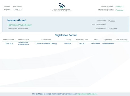 Makkah, Job Seekers, Physical Therapist