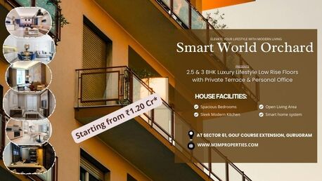 Gurgaon, Real Estate For Sale, INR 12000000,  2 BR,  Smart World Orchard Sector 61 Gurugram - Luxury Rooted In Nature
