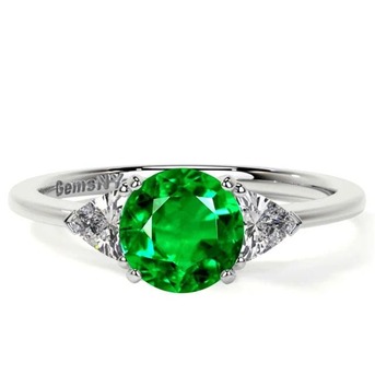 New York, Jewelry, USD 4655,  Shop 0.99cttw Natural Emerald Best Engagement Rings At GemsNY