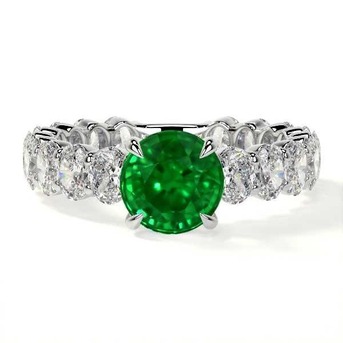 New York, Jewelry, USD 34111,  Shop AAAAA Quality Emerald Ring With Diamonds 0.96 Cts At GemsNY