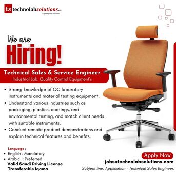 Riyadh, Jobs, We Are Hiring "TECHNICAL SALES & SERVICE ENGINEER" For Industrial Lab. Equipments