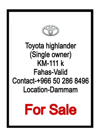 Dammam, Vehicles, Cars & Trucks , SAR 108000,  Toyota Highlander,  2021,  Automatic,  111000 KM,  Single Owner