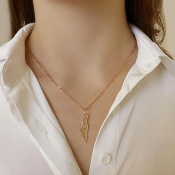 Miami, Jewelry, Elegant Israel Outline Necklace By Alev Jewelry