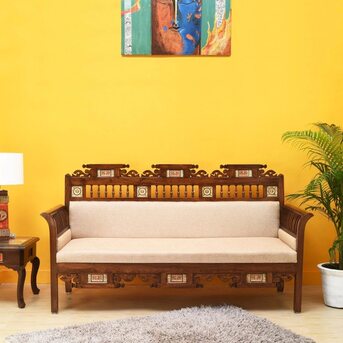 Mumbai, Furniture, INR 97189,  Traditional Teak Wood Sofa Set - Classic Elegance