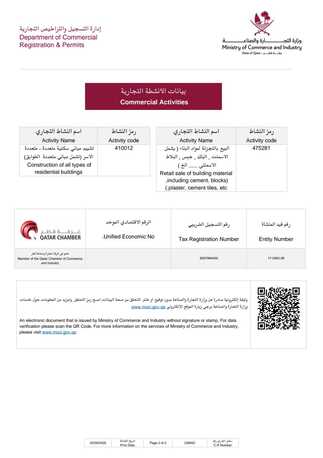 Doha, Businesses For Sale, "Fresh Construction Co - 100% Ownership - 10 Approved Visas".