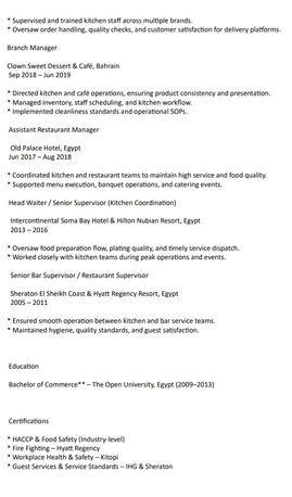 Amwaj Islands, Job Seekers, Restaurant & Store Supervisor | Bahrain | Immediate Availability