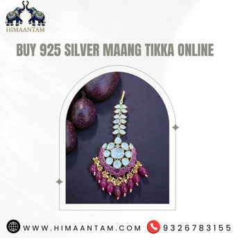 Mumbai, Jewelry, INR 11300,  Empress Ruby Polki Maang Tikka &ndash; 925 Silver Bridal