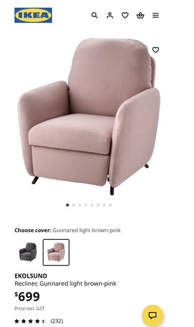 Khobar, Furniture, SAR 500,  EKOLSUND Recliner Gunnared Light Brown-pink (IKEA)