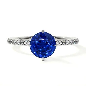 New York, Jewelry, USD 1516,  Shop 0.82 Cts Sapphire Round &ndash; AAA For Colored Gemstone Rings At GemsNY