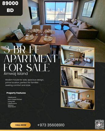 Amwaj, Real Estate For Sale, BHD 89000,  3 BR,  140 Sq. Meter,  Great Deal - 3 BR FF Apartment For Sale Amwaj Island