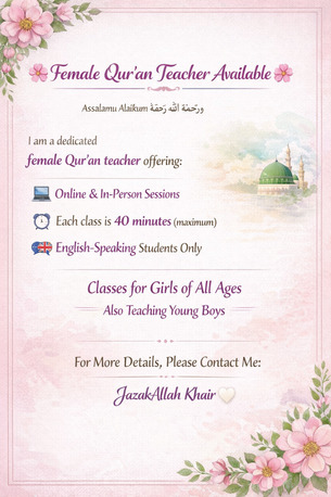 Riyadh, Lessons Offered, Female Quraan Teacher