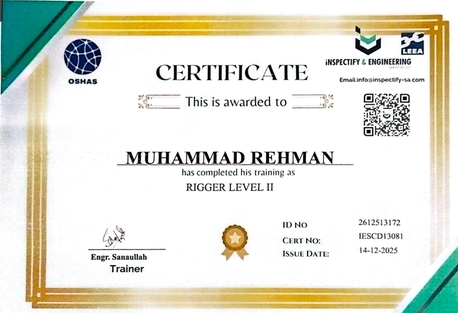 Jubail, Job Seekers, Rigger Level Ll