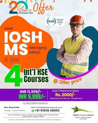 Kolkata, Lessons Offered, IOSH MS Training In Kolkata | Green World Group
