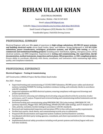 Dammam, Job Seekers, Electrical Engineer