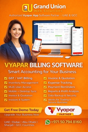 Khobar, Accounting, Billing Software Vyapar App Available In The UAE And GCC - Grand Union Web Solutions