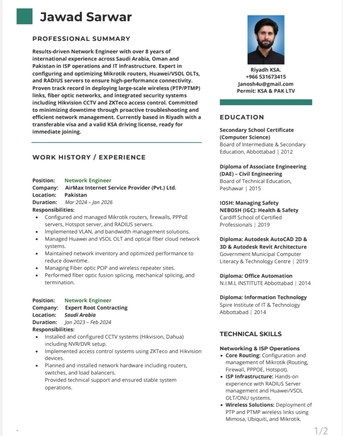 Riyadh, Job Seekers, Network Engineer / Network Technician