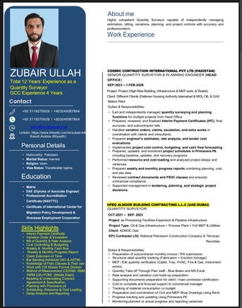 Riyadh, Job Seekers, Quantity Surveyor|Autocad, Revit, Civil 3d Draftsman| Planning Engineer