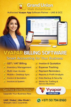 Dubai, Business Partners, Vyapar App Software Partner In The UAE And GCC, Grand Union Web Solutions