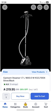 Jubail, Electronics, SAR 100,  Kion Garment Steamer 1.7 Litter/ 1800 W