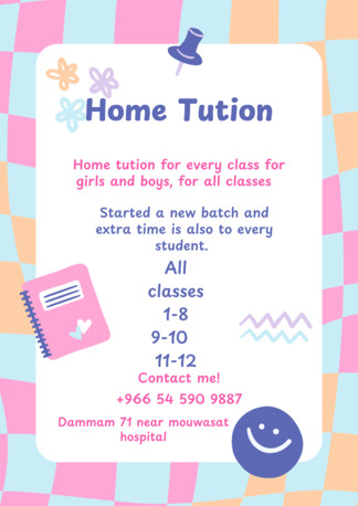 Riyadh, Lessons Offered, Experienced Home & Online Tutor Available (All Subjects &ndash; All Classes 1&ndash;8 | FBISE 9&ndash;12)