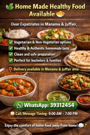 Manama, Food Delivery, Home Made Healthy Food Available