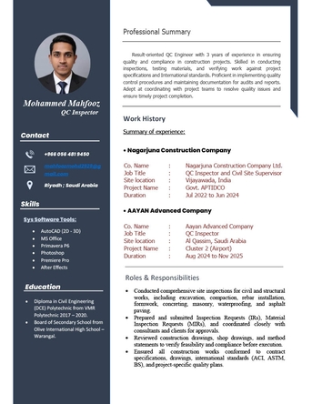 Riyadh, Job Seekers, Civil QC Inspector