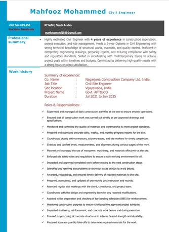 Riyadh, Job Seekers, Civil Site Supervisor