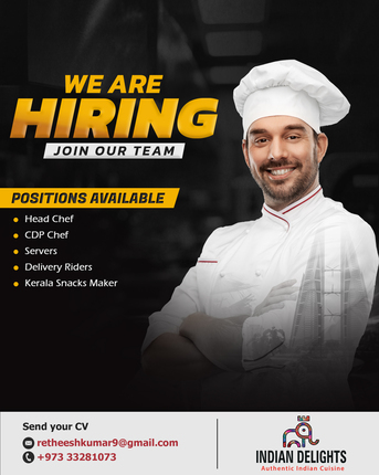 Manama, Jobs, ****** Restaurant Job Openings ****** &ndash; @ Indian Delights Restaurant