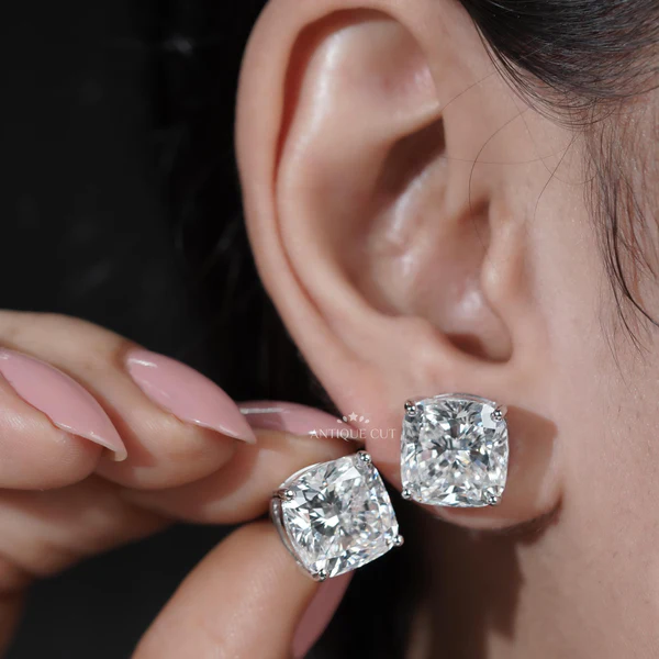 New York, Jewelry, USD 5680,  13.80 TCW Cushion Cut Diamond Stud Earrings&ndash; IGI Certified