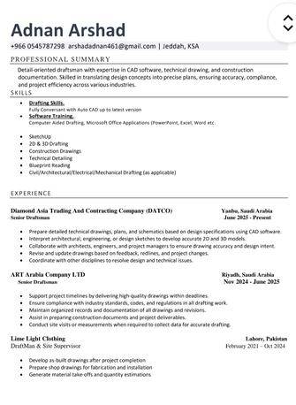 Yanbu, Job Seekers, AutoCAD Draftsman