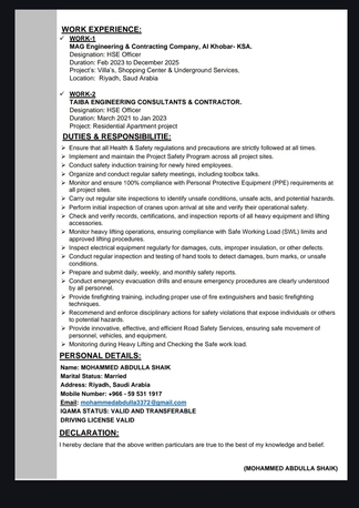 Dammam, Job Seekers, Safety Officer