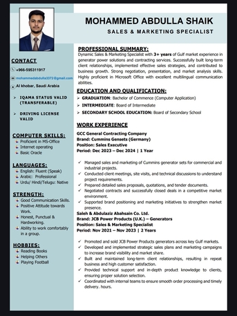 Riyadh, Job Seekers, Sales Executive