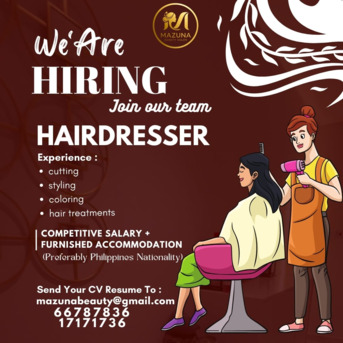 Tubli, Jobs, Luxurious Salon Required Professional Hair Dresser Located In Tubli