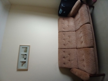 Madinat Al Ummal, Furniture, SAR 200,  3 Seater Sofa For Sale, Wooden Body, Coffee Brown Coloured.