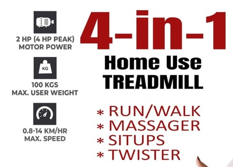 Jubail, Household Items, SAR 1250,  Excellent Condition-SKY LAND Fitness Foldable Treadmill With4 In 1