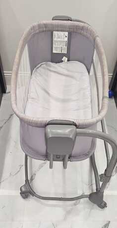 Al Muruj, Baby & Kid Stuff, SAR 360,  For Sale: 3-in-1 Multifunction Baby Crib (Grey) &ndash; Excellent Condition