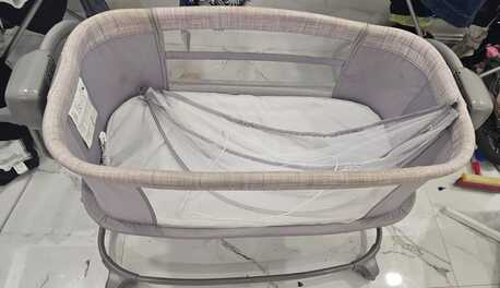 Al Muruj, Baby & Kid Stuff, SAR 360,  For Sale: 3-in-1 Multifunction Baby Crib (Grey) &ndash; Excellent Condition
