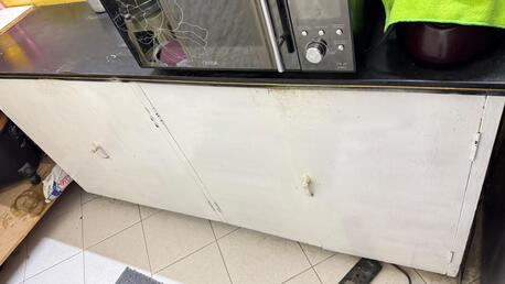 Ras Rumman, Furniture, BHD 15,  Long Kitchen Cupboard And Table. Large Glass Mirror.