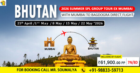 Kolkata, Travel, Customized Bhutan Package Tour From Mumbai