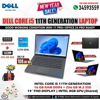 Manama, Electronics, BHD 108,  DELL 11th Generation Business Laptop Core I5 16GB DDR4 RAM Ready OS 11 Pro FREE BAG+MOUSE