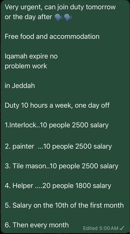 Riyadh, Jobs, Very Urgent Need Worker In Jeddah No Need To Iqama