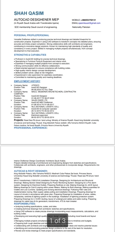 Jubail, Job Seekers, MEP Draftsman